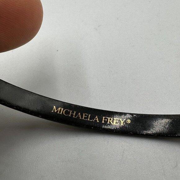 Michaela Frey Vienna Bracelet Black Gold Tone Floral Enamel Bangle 8 Inch - Picture 7 of 9